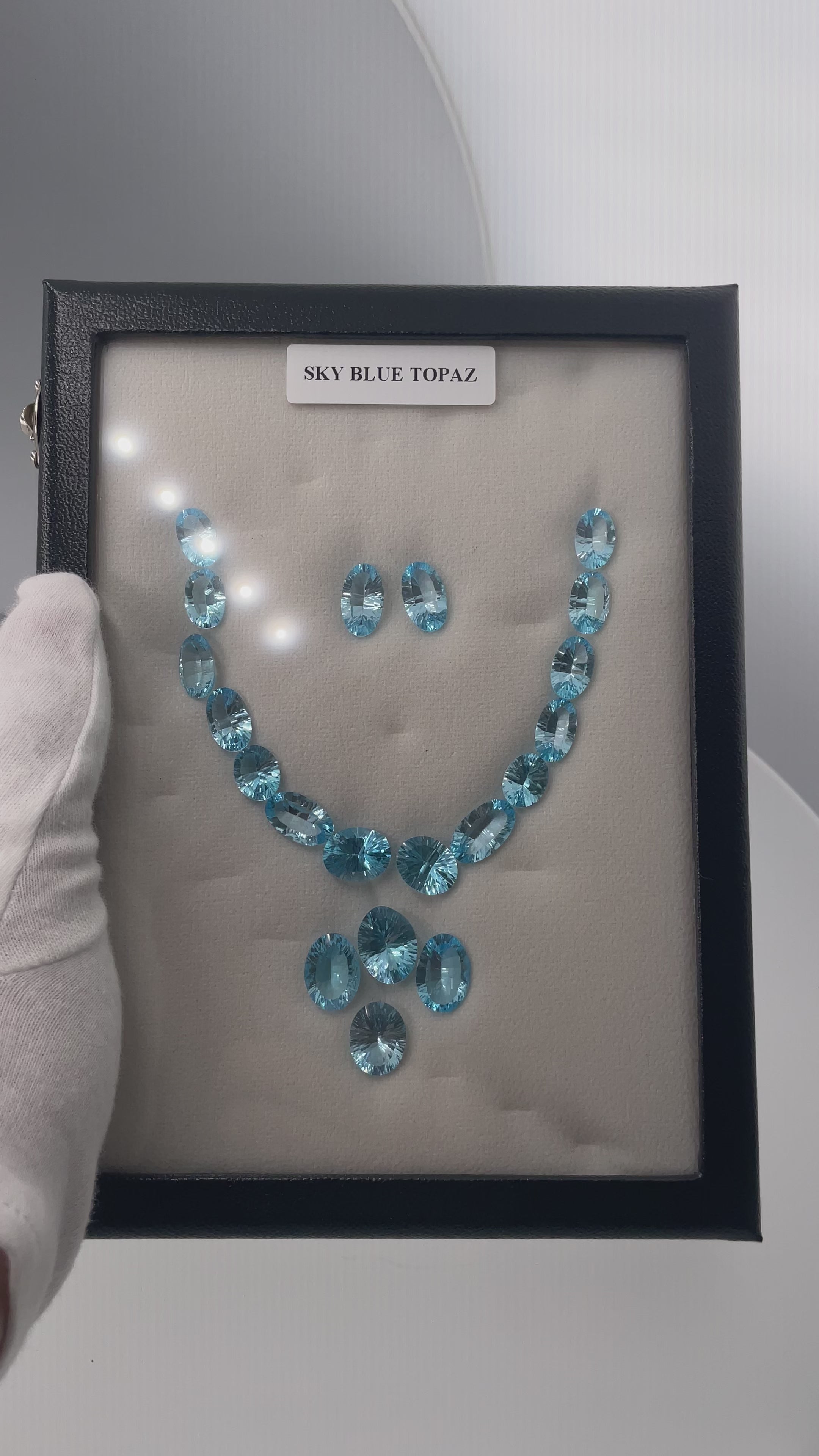 Load video: 130.65 ct Sky Blue Topaz Set - 20 Large, Unique Pieces in Oval Mixed Cut