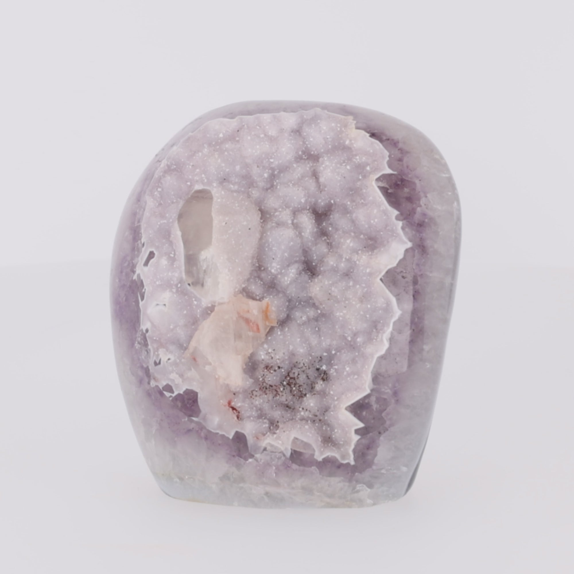 Video laden: Pearl Mist ✦ Amethyst Drusy mit Calcit aus Uruguay | 2.646 g  (#828)